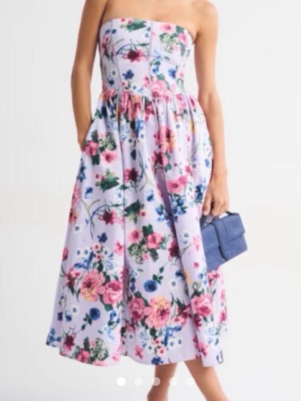 Abercrombie & Fitch Removable Strap , Bra Free Floral Midi Dress in Lavender